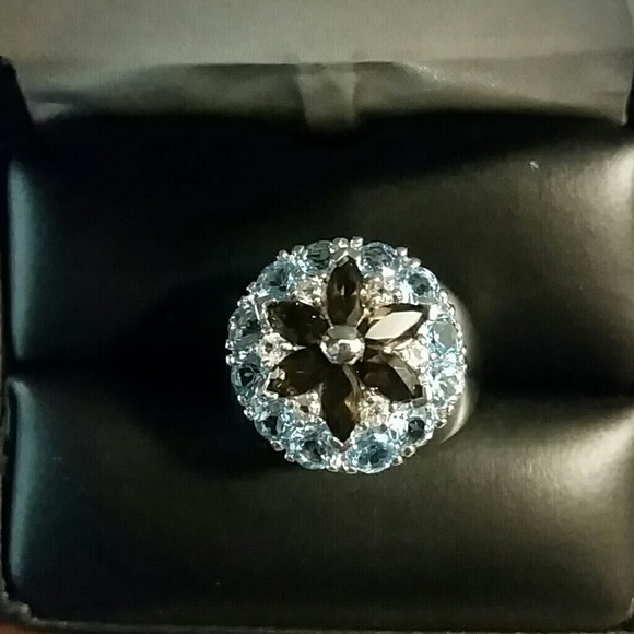 NWOT Blue Topaz & Sapphire Solid 925 Sterling Ring - Picture 2 of 6